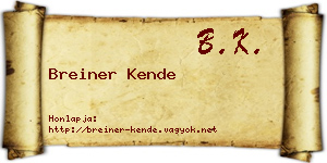 Breiner Kende névjegykártya